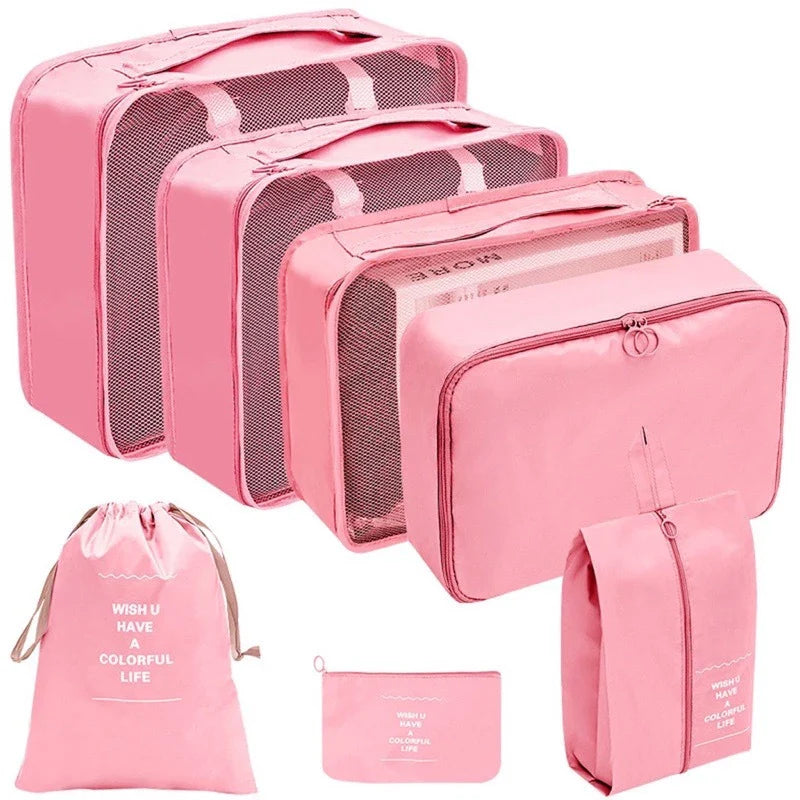 Kit 7 Pecas Bolsa Organizadoras Para Mala Roupas Bagagem Viagem