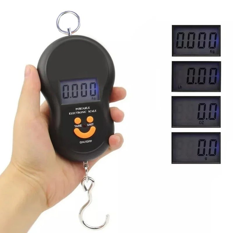 Balança de Gancho Metal Portátil Digital Mão Bolsa Mala Peixe Até 50kg Top KD2147