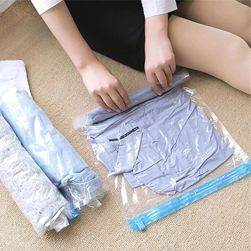 Saco Organizador à Vácuo com Zíper para Roupas e Cobertores