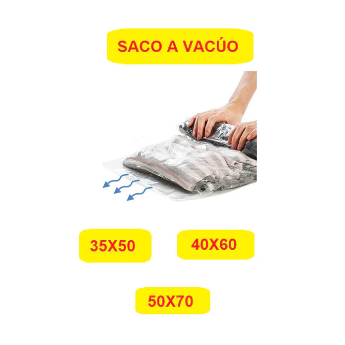 Saco Organizador à Vácuo com Zíper para Roupas e Cobertores
