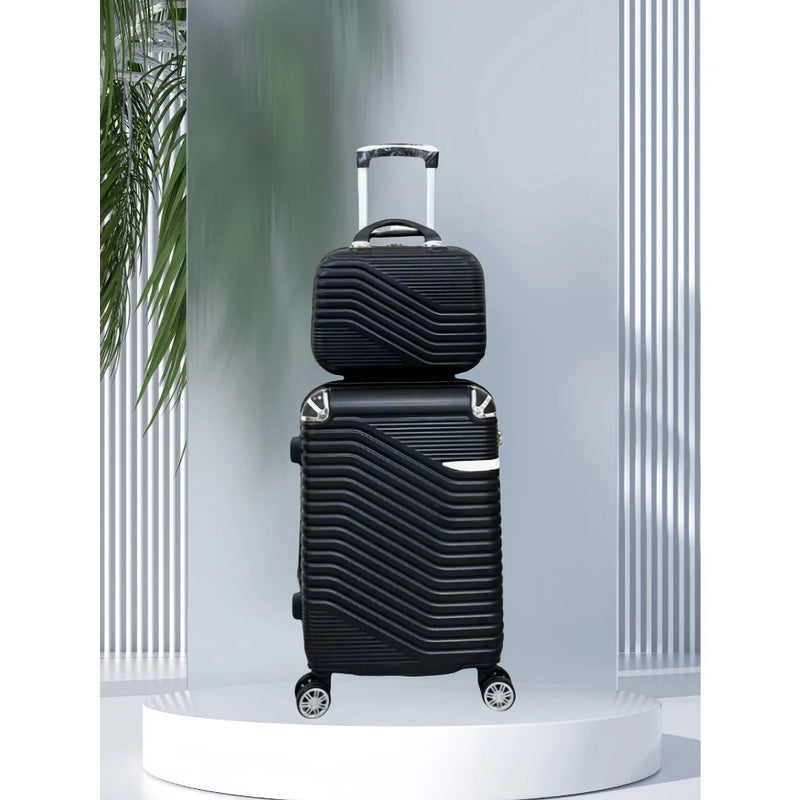 kit de Mala De Viagem 12KG 10 KG  8KG 4 Roda Gira 360 Grau Fibra + Frasqueira