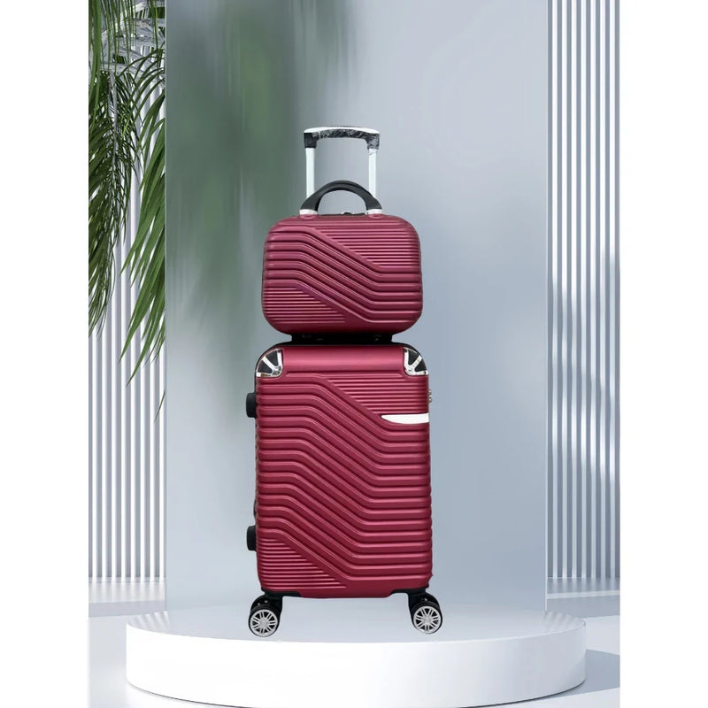 kit de Mala De Viagem 12KG 10 KG  8KG 4 Roda Gira 360 Grau Fibra + Frasqueira
