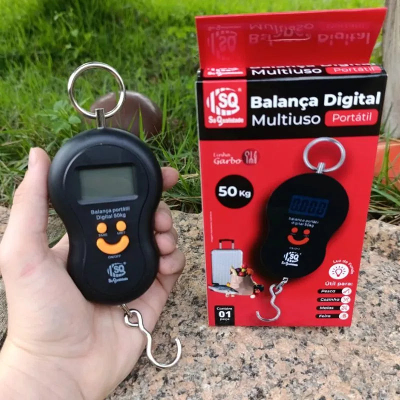 Balança Digital Portátil De Mão Para Pesar Malas e Bolsas Bagagem Pesca Até 50Kg