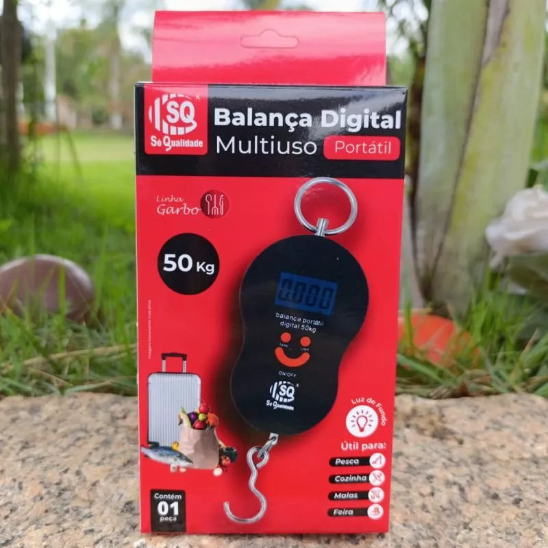 Balança Digital Portátil De Mão Para Pesar Malas e Bolsas Bagagem Pesca Até 50Kg