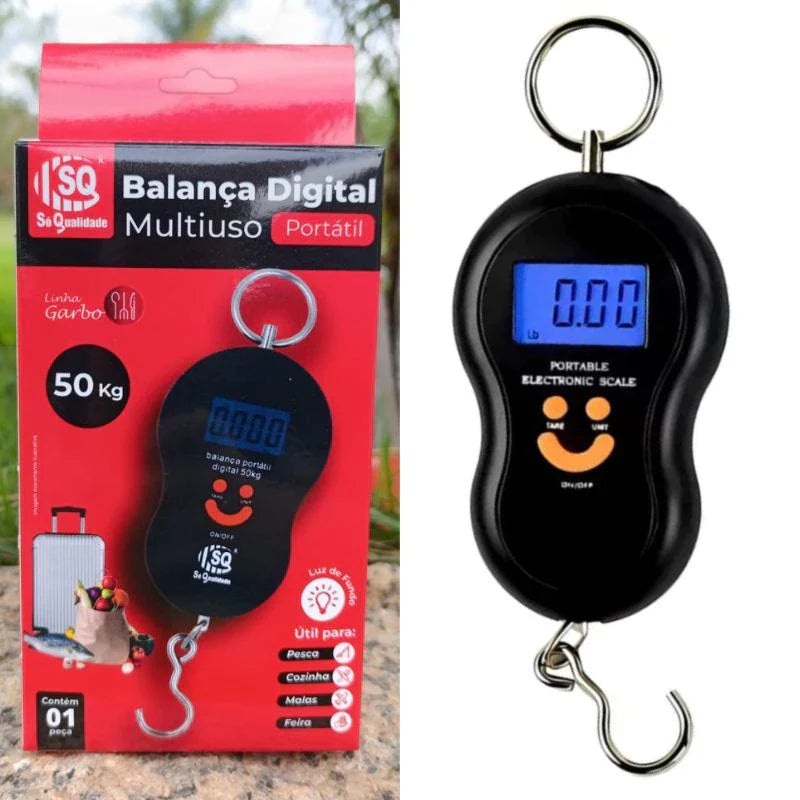 Balança Digital Portátil De Mão Para Pesar Malas e Bolsas Bagagem Pesca Até 50Kg