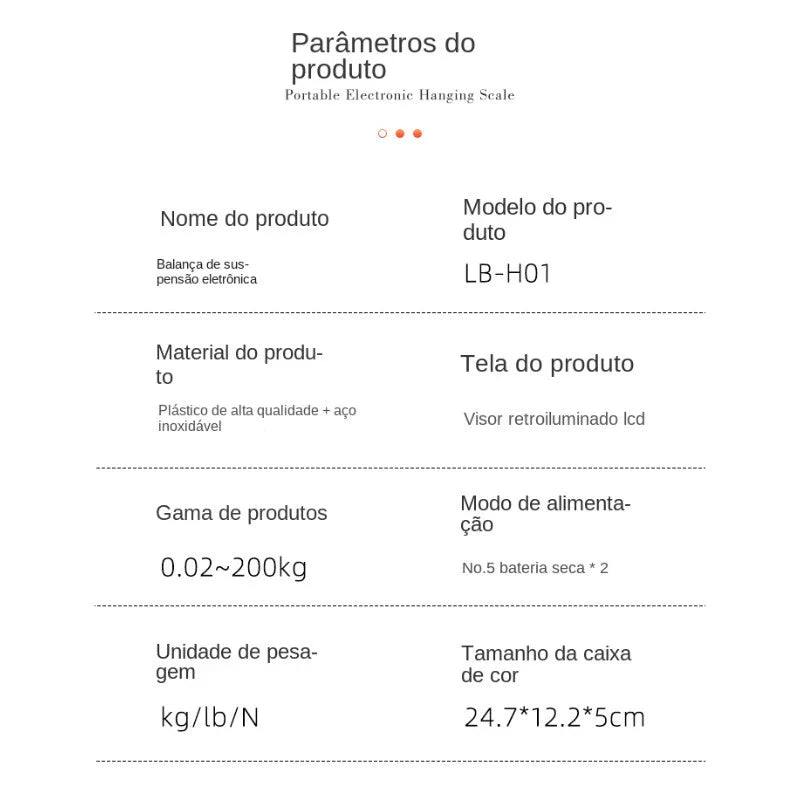 Balança eletrônica portátil suspensa 200kg