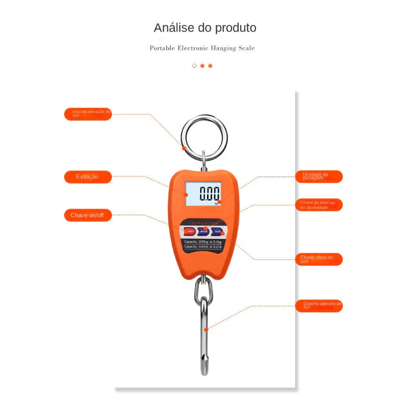 Balança eletrônica portátil suspensa 200kg